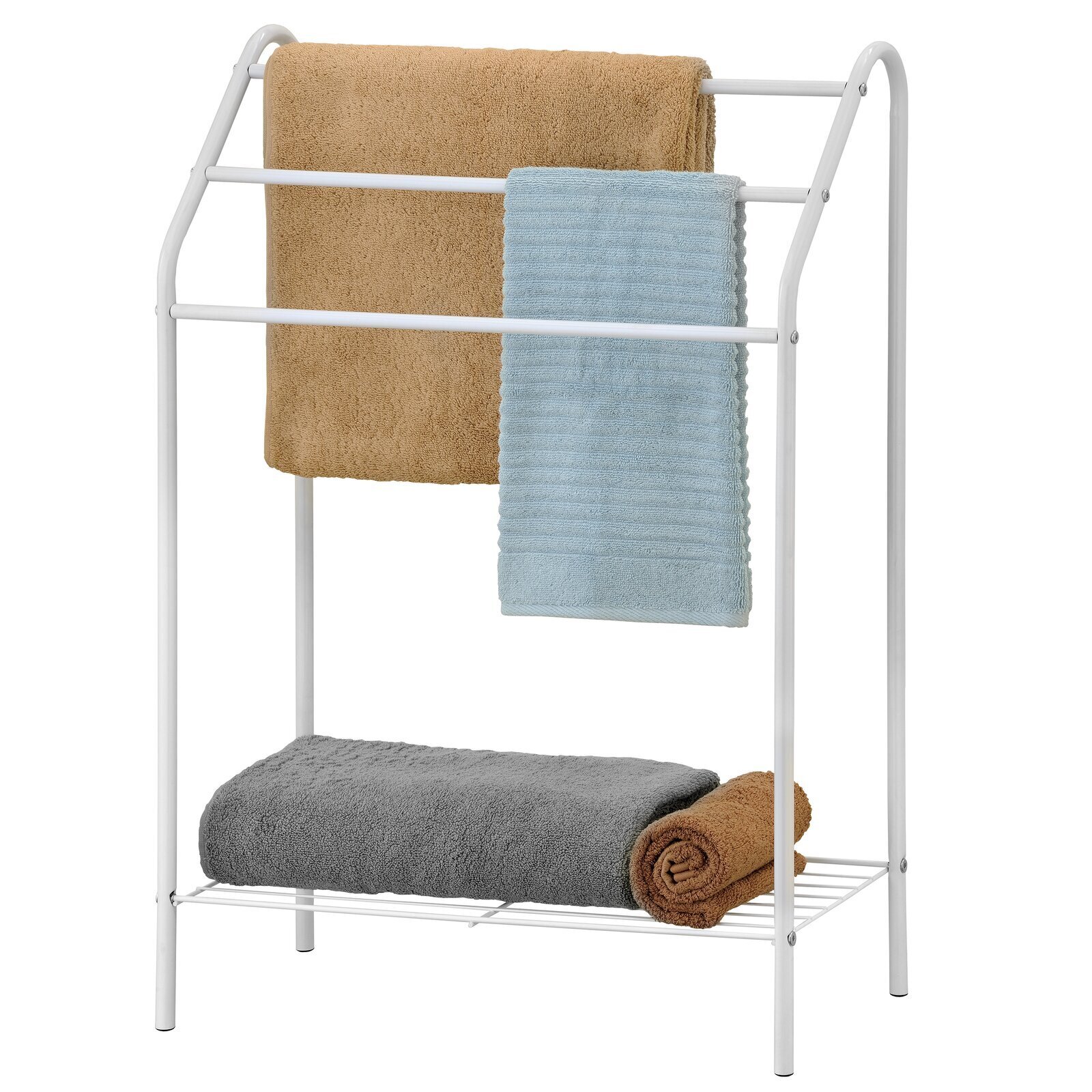 White Towel Rack With Wire Shelf 