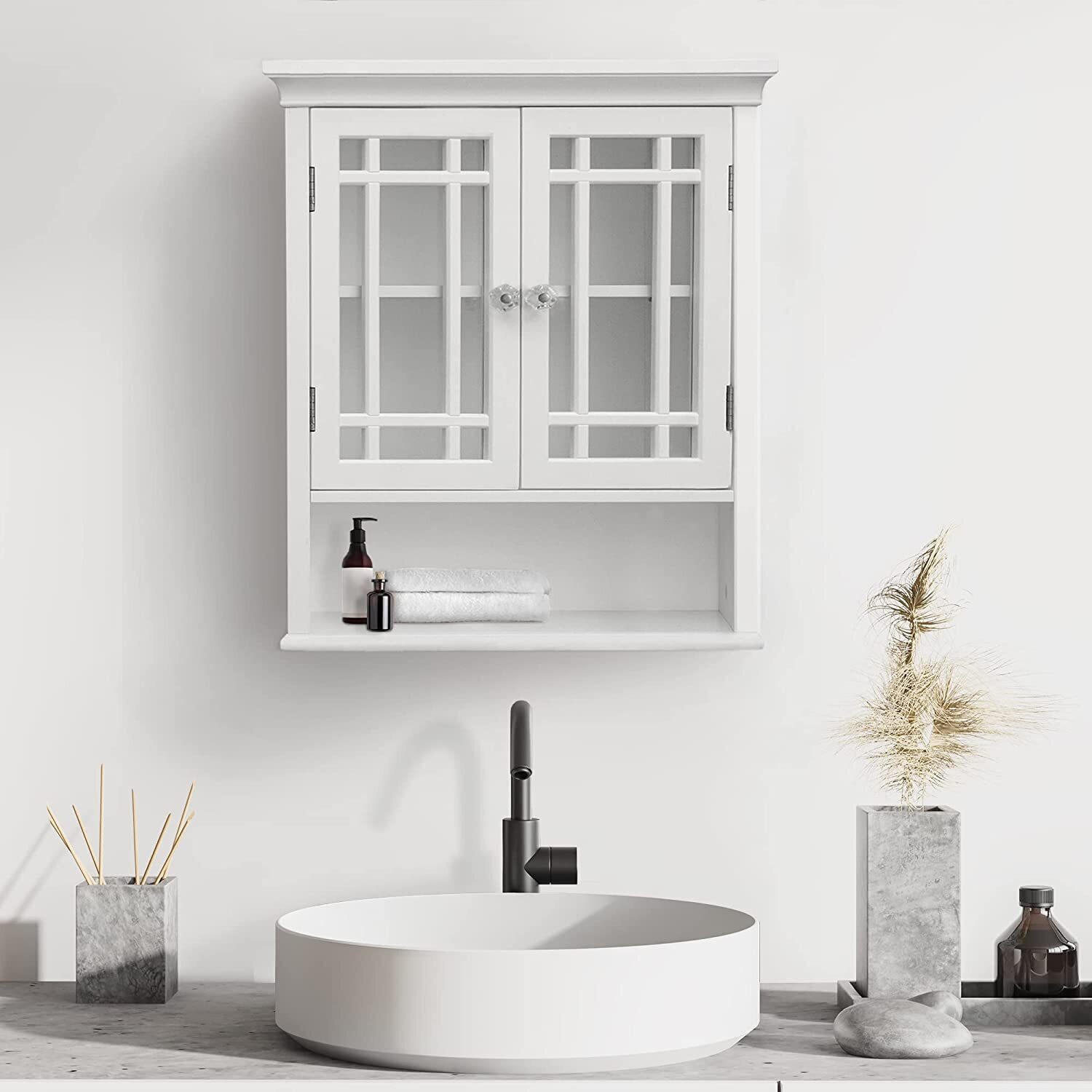 White Wall Mounted Storage Cabinet
