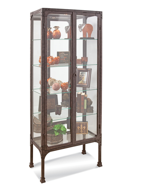 Whittlesey 28'' Wide Mirrored Back Curio Cabinet with Lighting