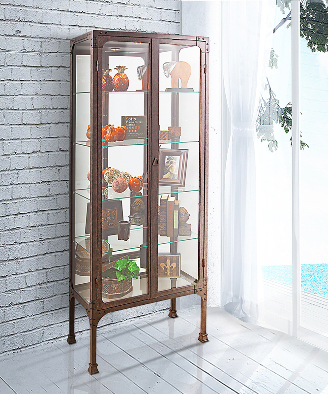 Whittlesey 28'' Wide Mirrored Back Curio Cabinet with Lighting