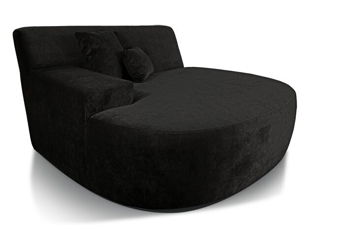 Wide Black Velvet Chaise Lounge Chair