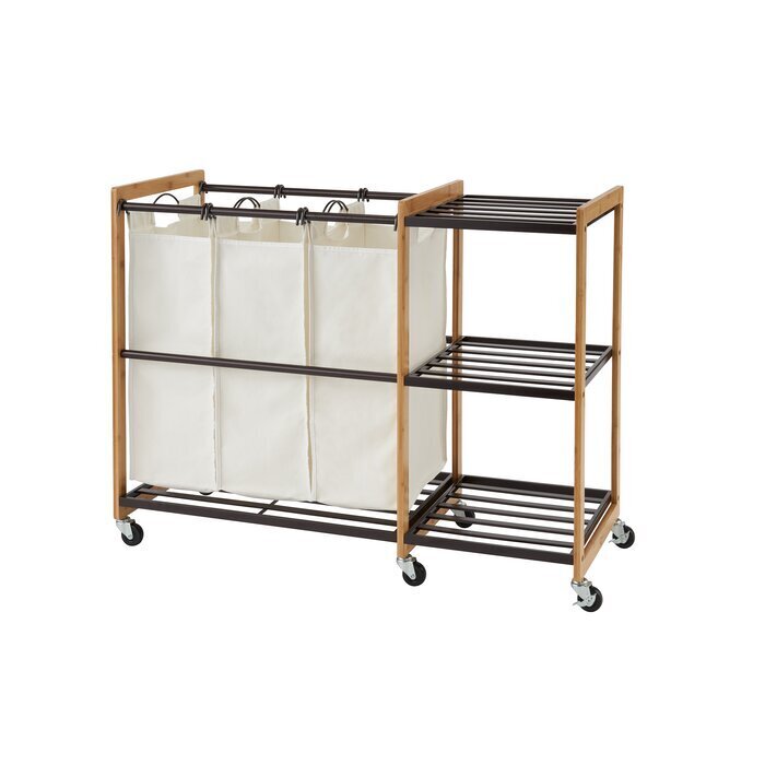 Wide Laundry Sorter with Black Shelves