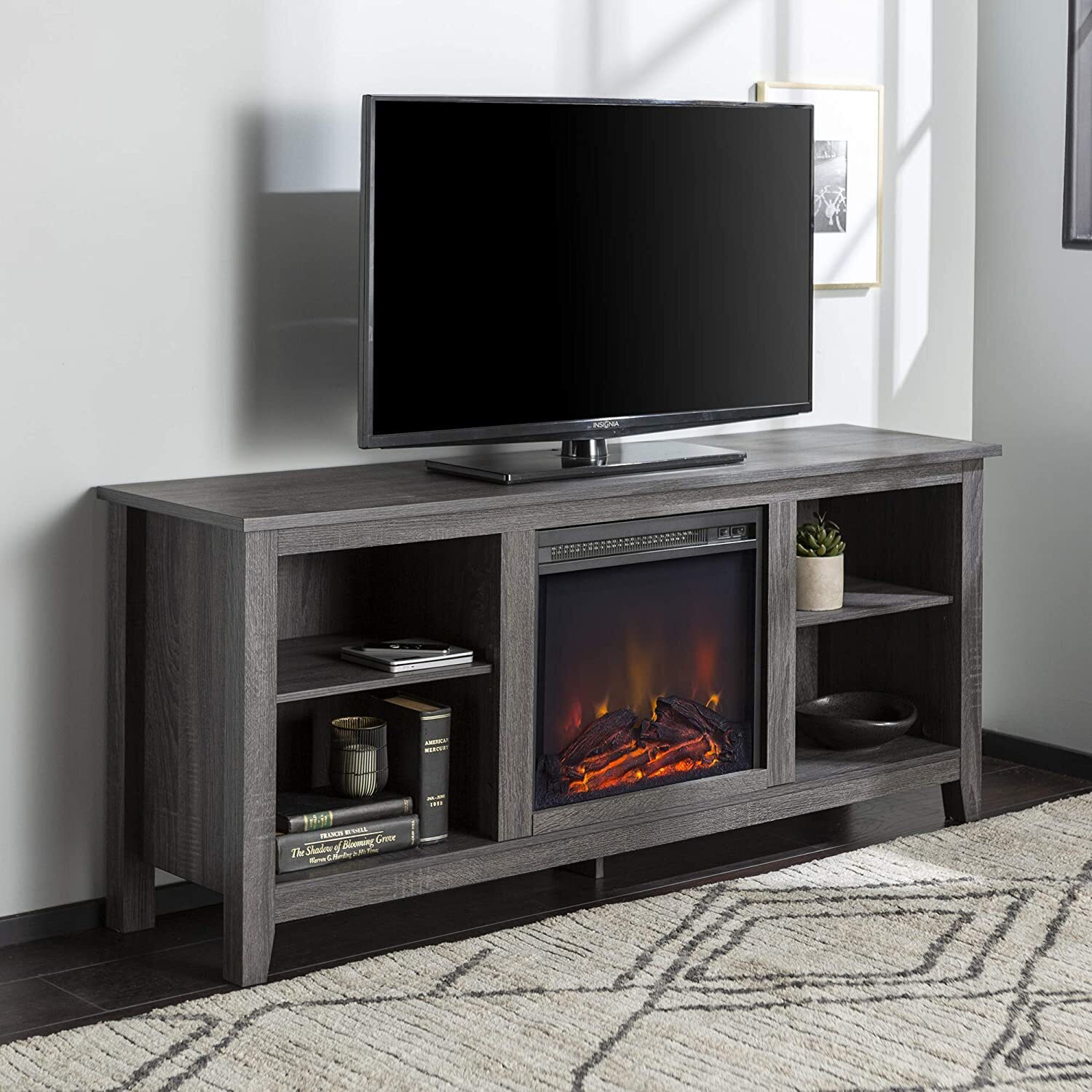 Wide Tv Stand Fireplace