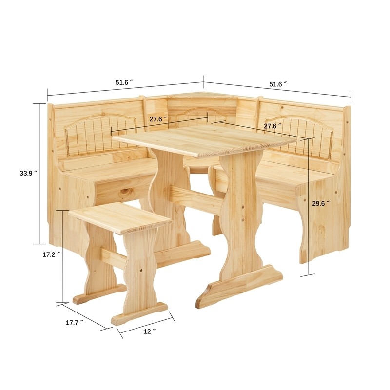 Wiens Pine Solid Wood Breakfast Nook Dining Set