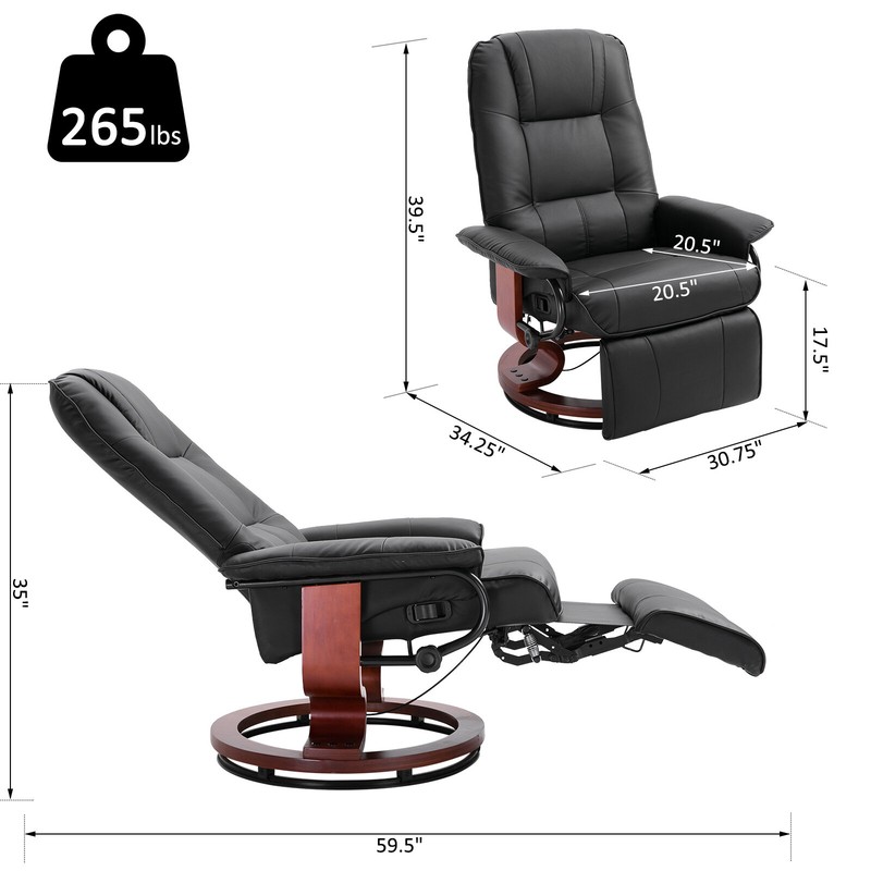 Wilde 30.75'' Wide Faux Leather Manual Swivel Ergonomic Recliner