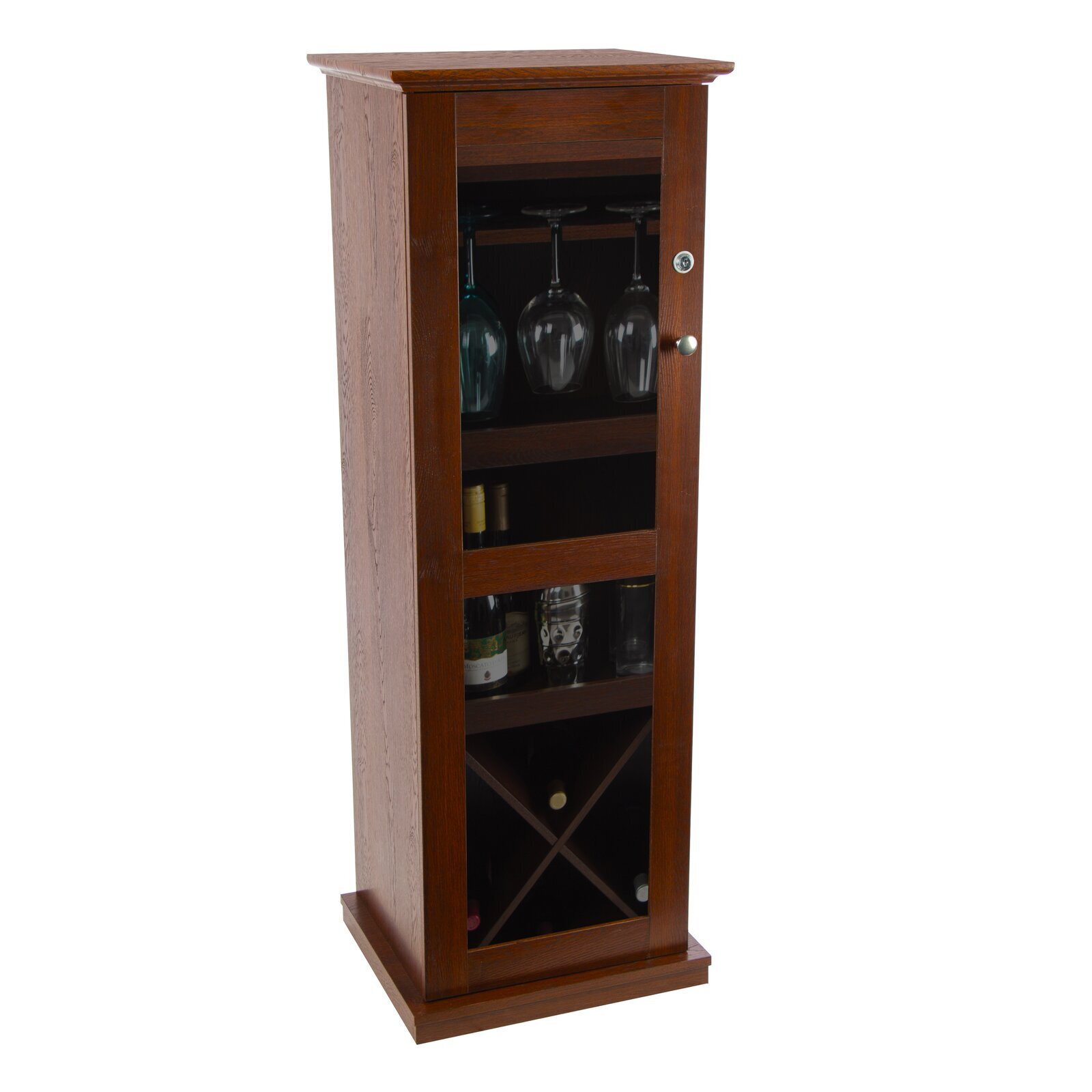Wine and Liquor Locking Bar Cabinet