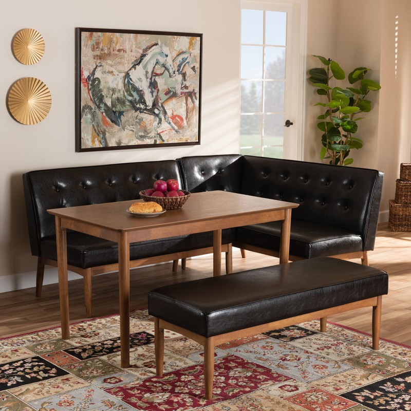 Winterville 5 - Person Rubberwood Solid Wood Breakfast Nook Dining Set