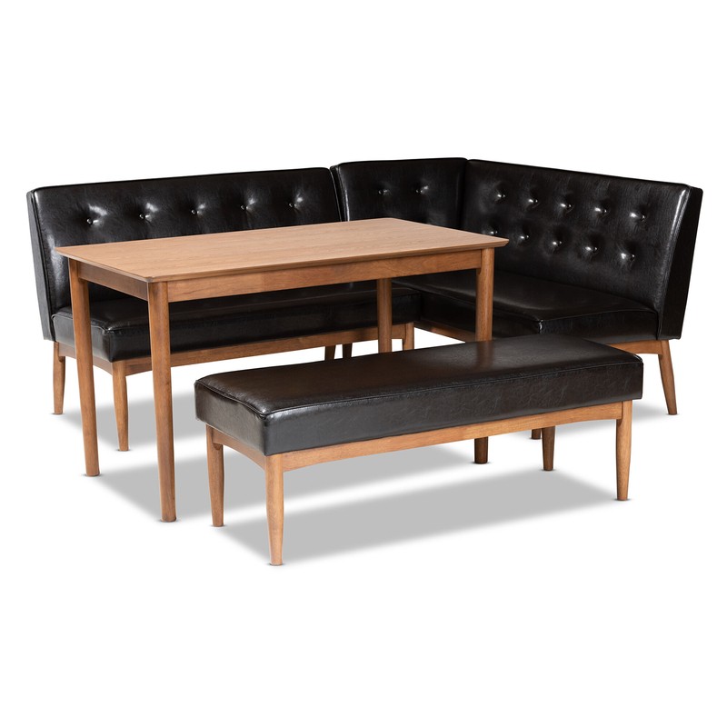 Winterville 5 - Person Rubberwood Solid Wood Breakfast Nook Dining Set