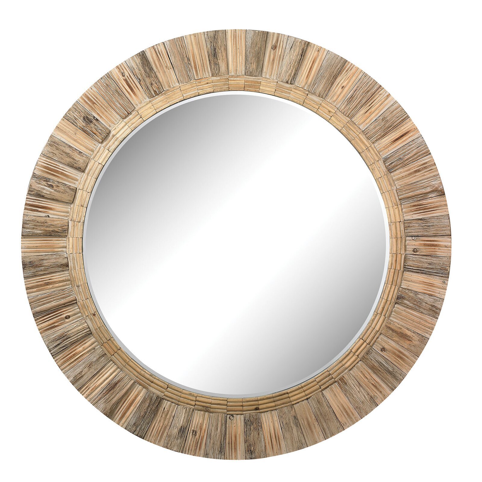 Wood Huge Round Mirror
