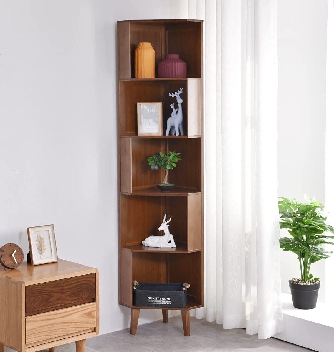 Wooden Corner Bookcase With Just A Hint of Retro 