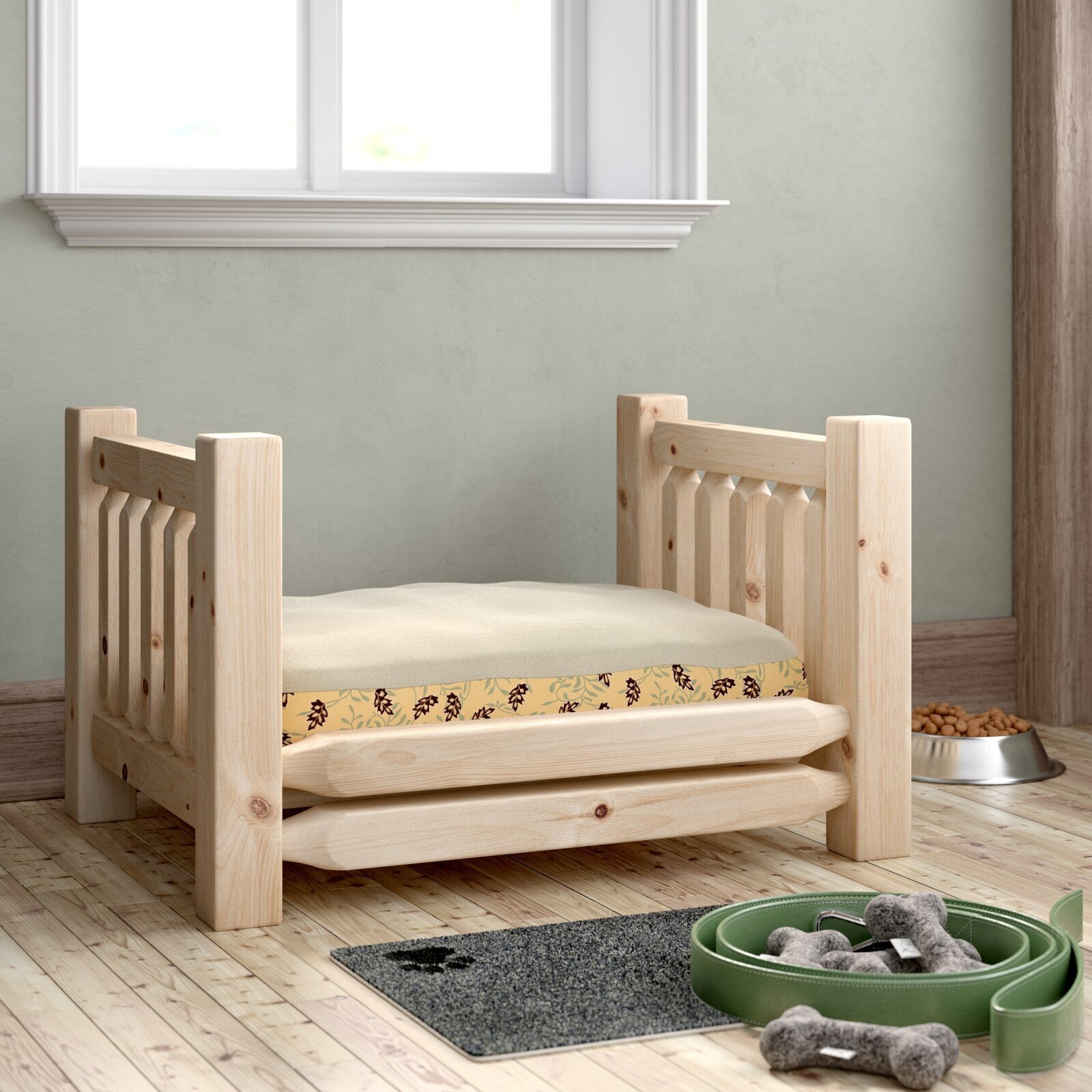 Wooden Dog Bed with Lodge Framework