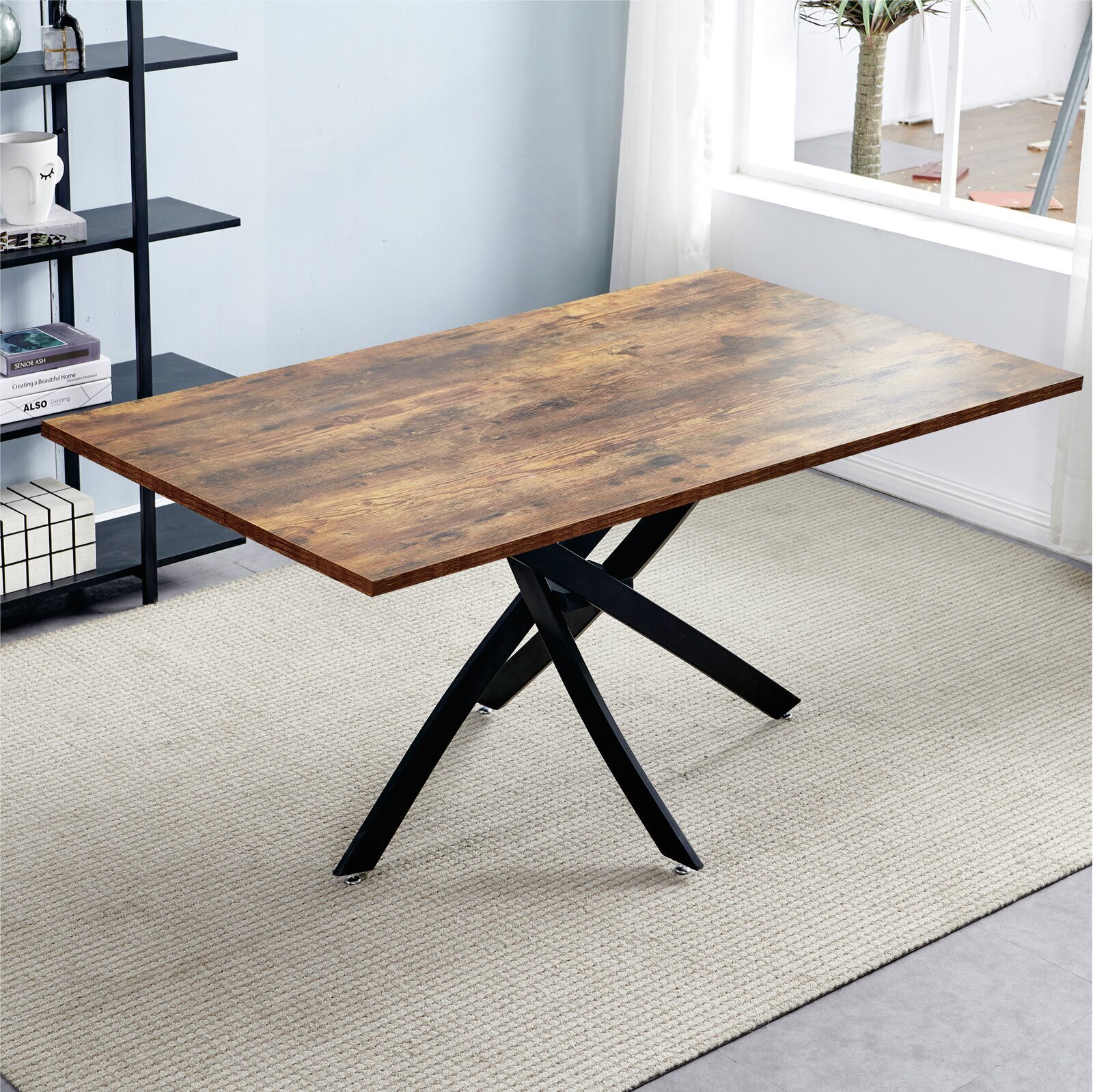Wooden Modern Rectangle Pedestal Table