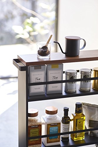 YAMAZAKI home Tower Rolling Slim Storage Cart With Handle Black