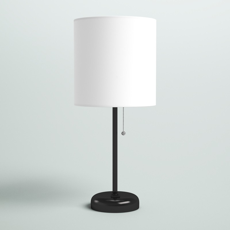 Zainab 19.5" Black Table Lamp with Outlet