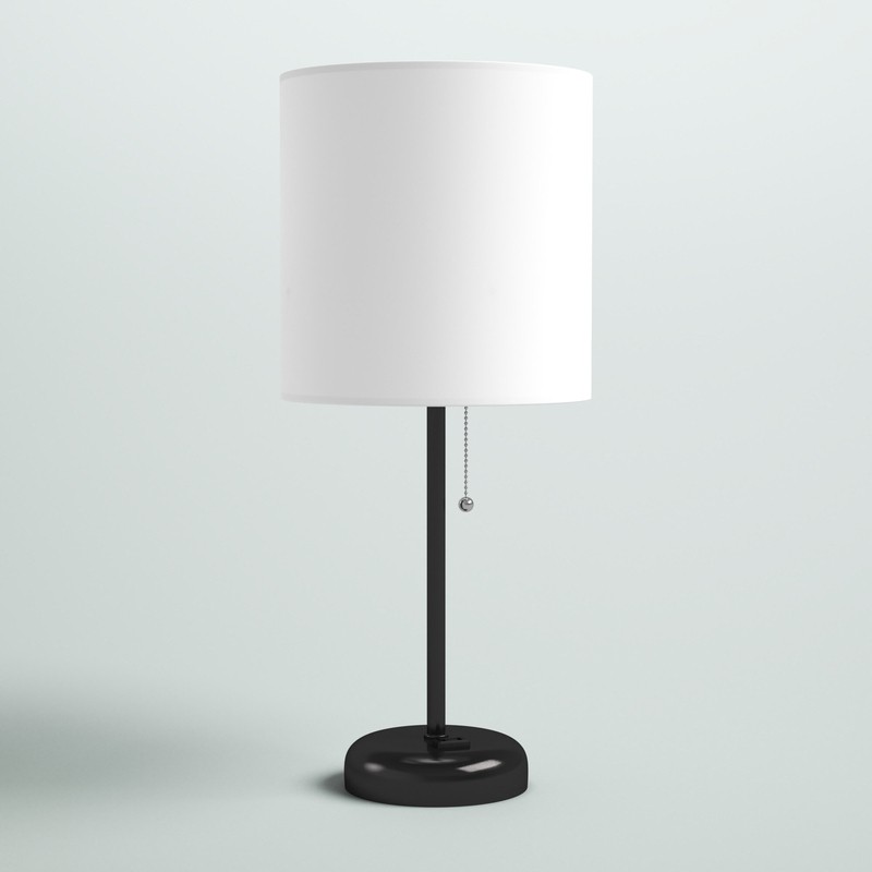Zainab 19.5" Black Table Lamp with Outlet
