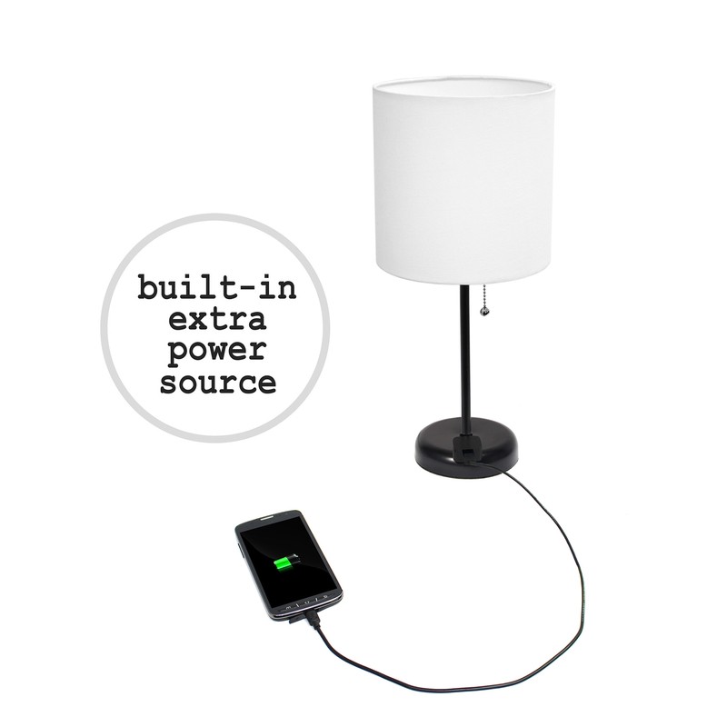 Zainab 19.5" Black Table Lamp with Outlet