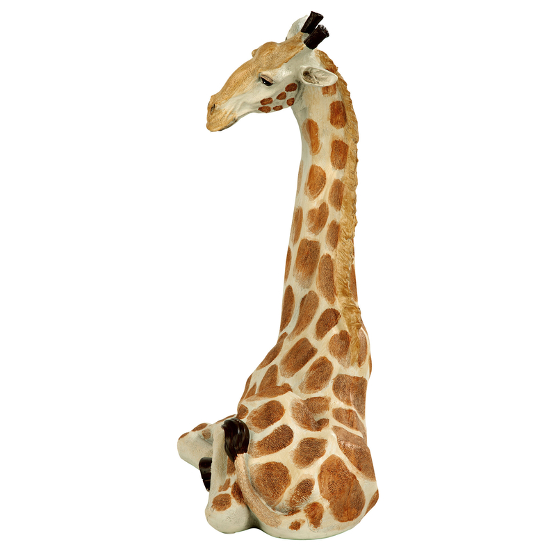 Soft Silver Effect Giraffe Sitting Lying Ornament 18 cm 7" High 