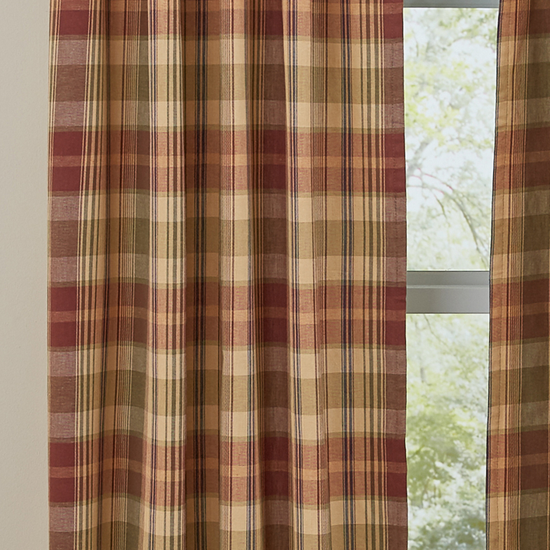 100% Cotton Plaid Room Darkening Rod Pocket Curtain Panels
