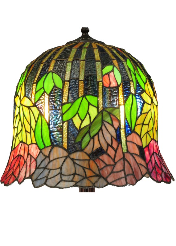11.5'' H x 13.5'' W Glass Bell Lamp Shade ( Screw On ) in Cobalt/Leafy Green/Yellow/Pink