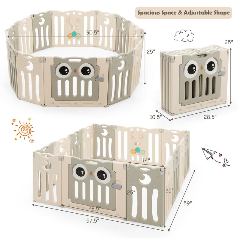 14-panel Baby Playpen Kids Activity Center Foldable Play Yard Safety Gate