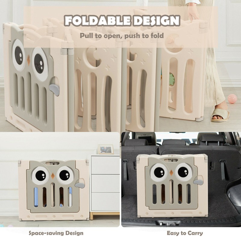 14-panel Baby Playpen Kids Activity Center Foldable Play Yard Safety Gate
