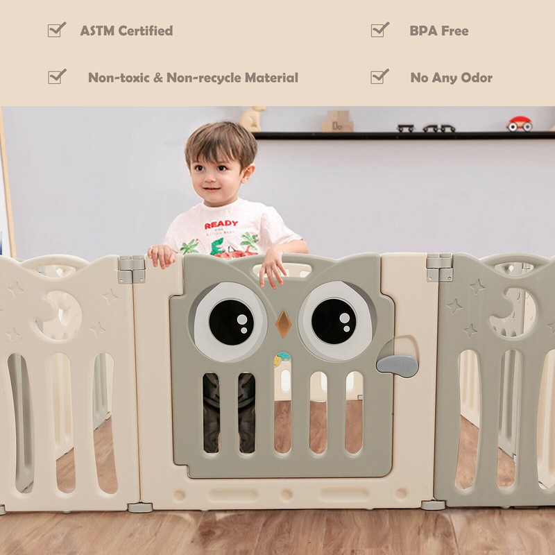 14-panel Baby Playpen Kids Activity Center Foldable Play Yard Safety Gate