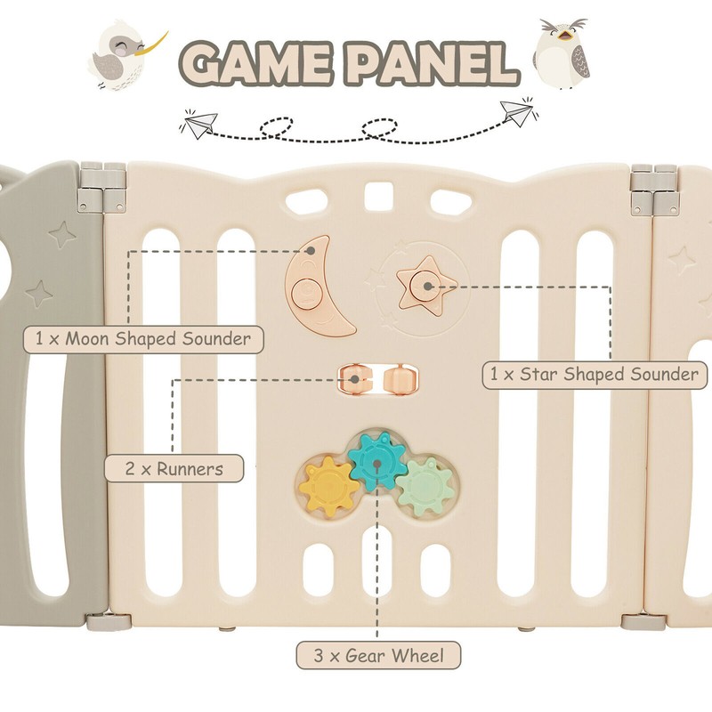 14-panel Baby Playpen Kids Activity Center Foldable Play Yard Safety Gate