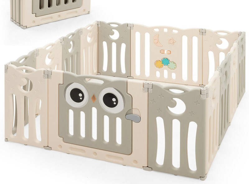 14-panel Baby Playpen Kids Activity Center Foldable Play Yard Safety Gate