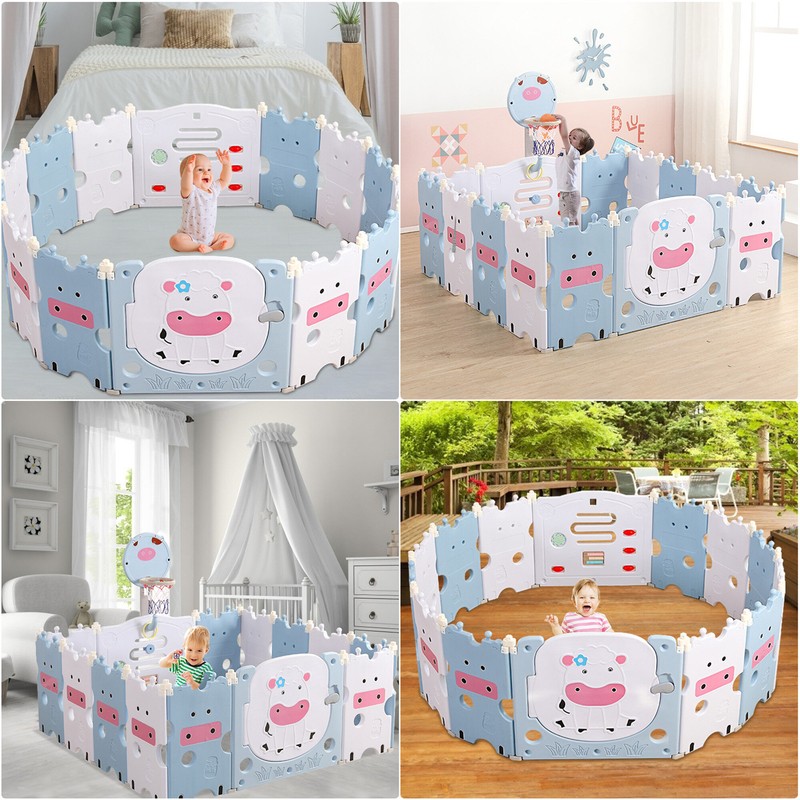 14-panel Foldable Baby Playpen Safety Gate