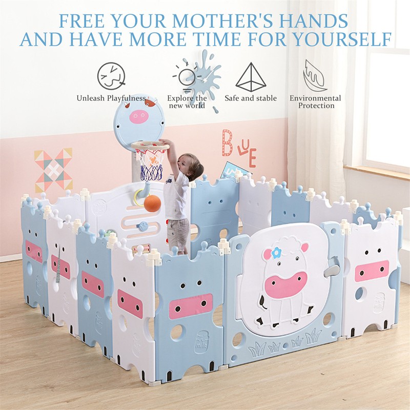 14-panel Foldable Baby Playpen Safety Gate