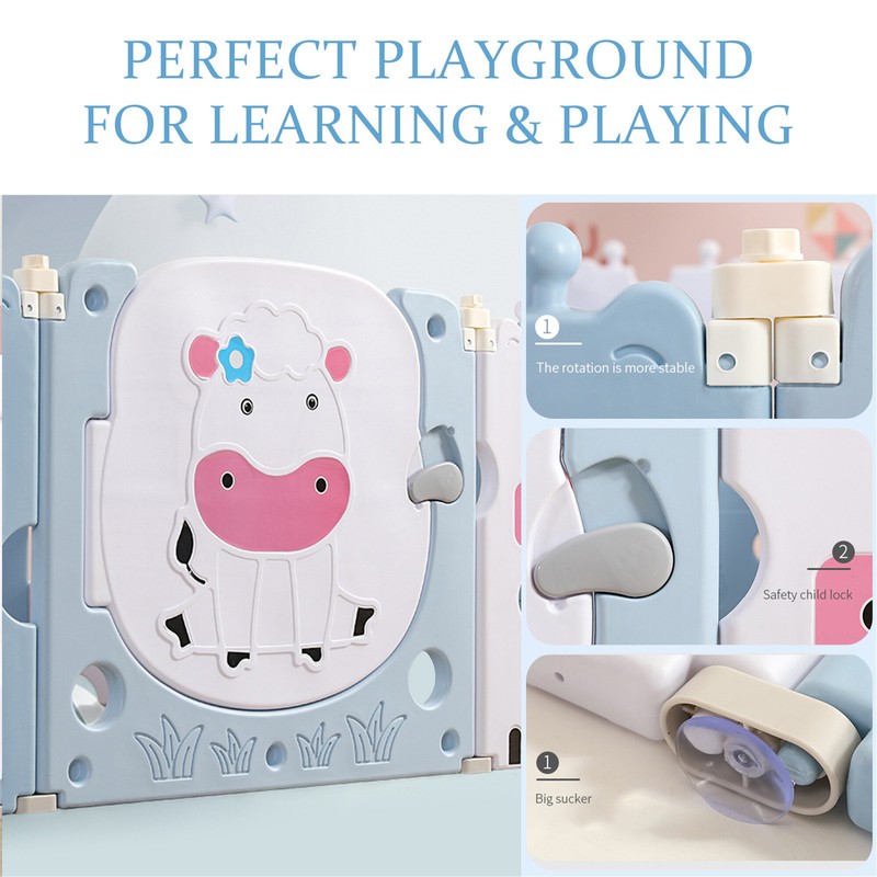 14-panel Foldable Baby Playpen Safety Gate