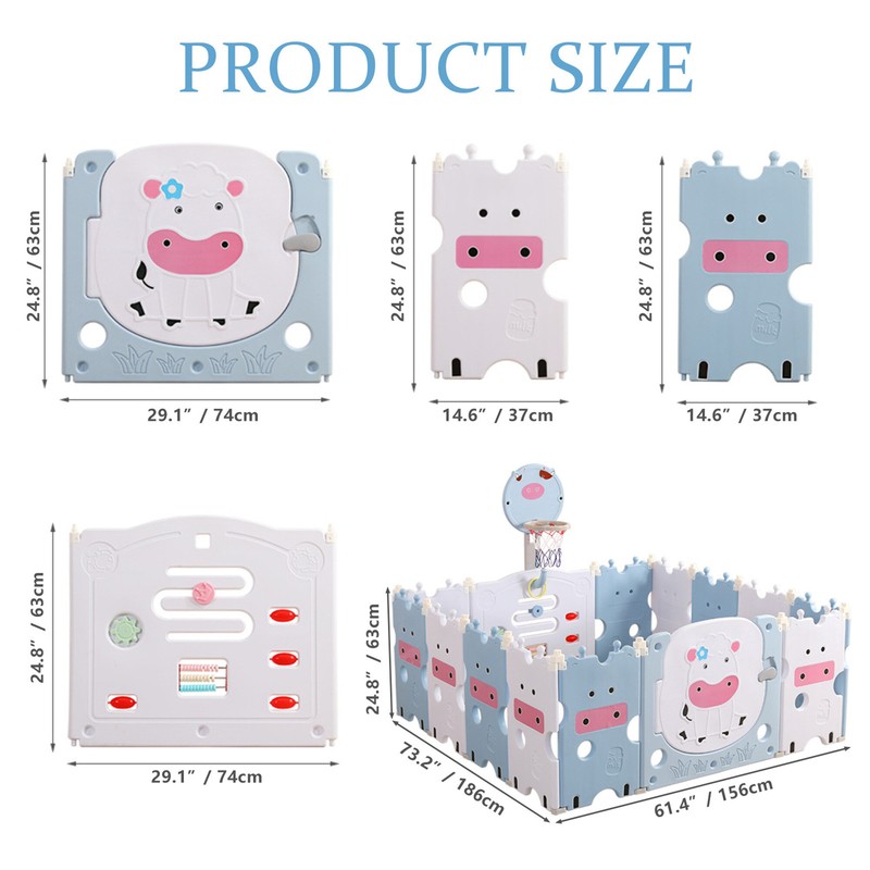 14-panel Foldable Baby Playpen Safety Gate