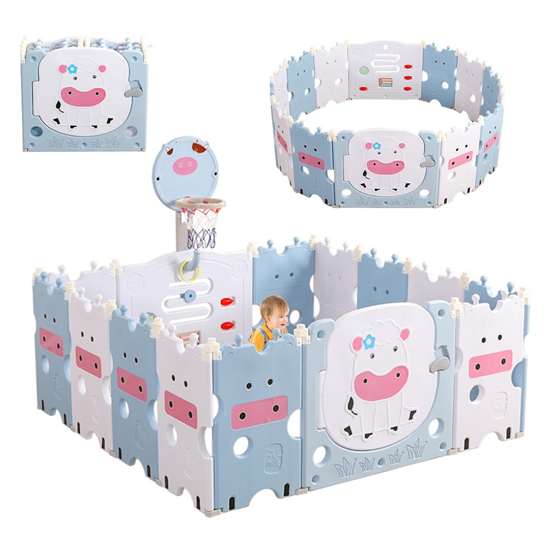 14-panel Foldable Baby Playpen Safety Gate