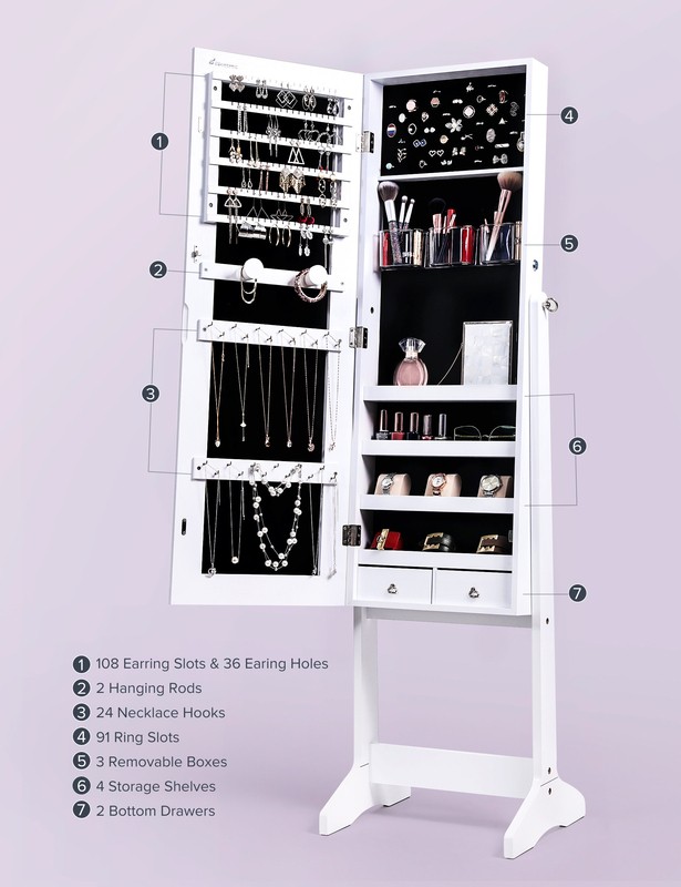 16.1'' Wide Jewelry Armoire with Mirror