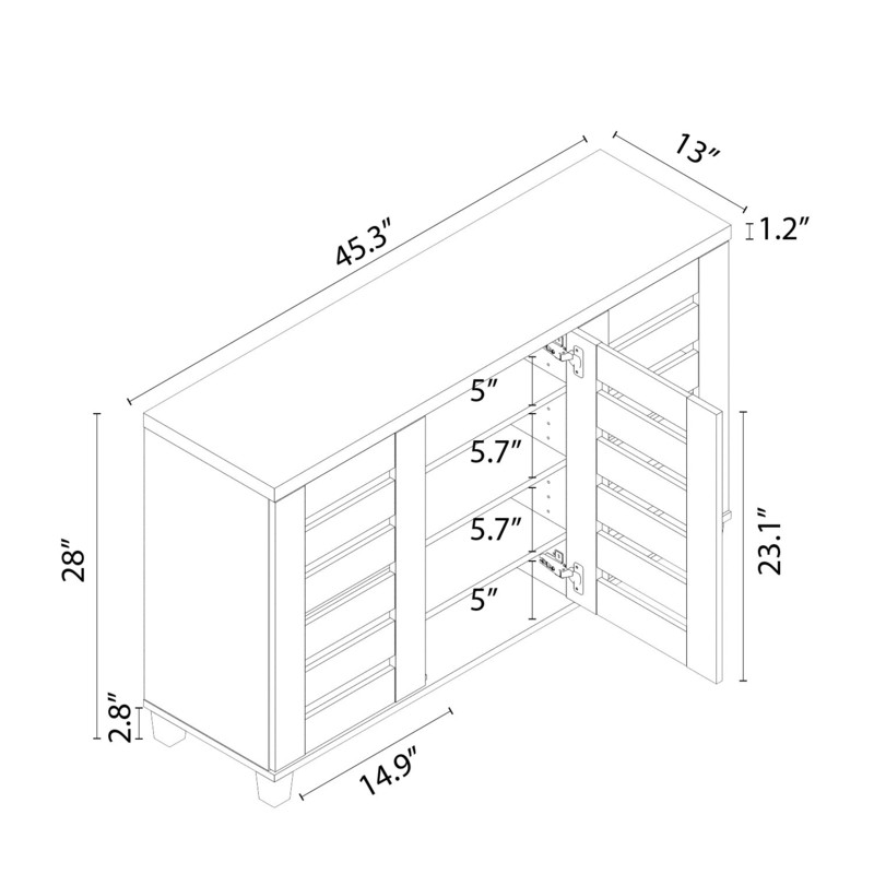 16 Pair Shoe Storage Cabinet
