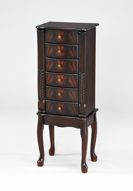 16'' Wide Solid Wood Jewelry Armoire with Mirror