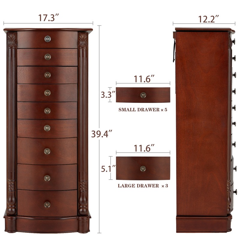 17.3'' Wide Jewelry Armoire with Mirror