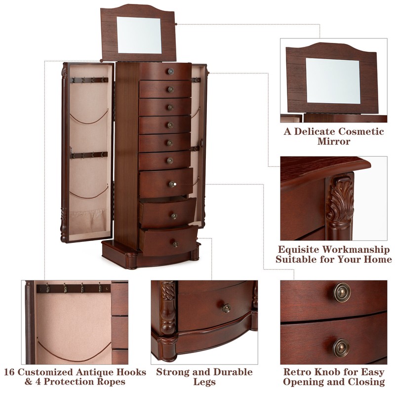 17.3'' Wide Jewelry Armoire with Mirror