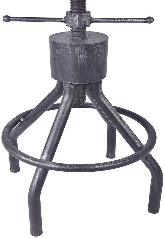 17 Stories Set Of 2 Industrial Bar Stool-vintage Adjustable Round Wood Metal Swivel Bar Stool-cast Iron-23-30 Inch Tall Counter Bar Height Farmhouse Kitchen Stools