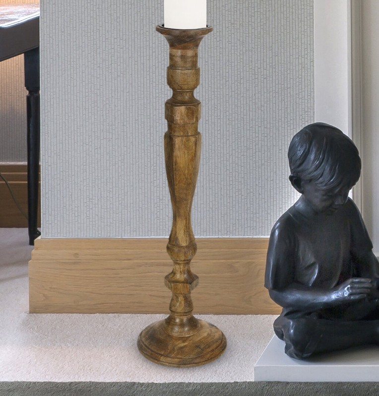 18" Solid Wood Floor Candlestick