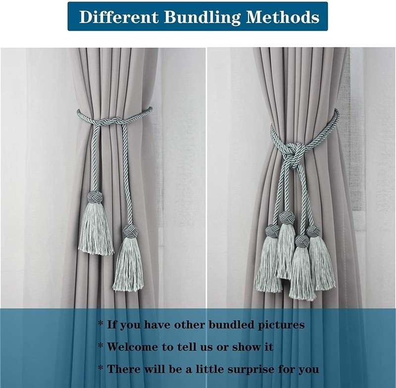 2 Pack Curtain Tiebacks Rope Handmade Tassel Tie Backs Curtain Holdbacks For Office Home Decorative Drapery Tiebacks