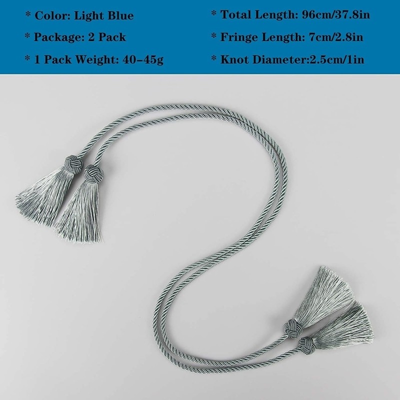 2 Pack Curtain Tiebacks Rope Handmade Tassel Tie Backs Curtain Holdbacks For Office Home Decorative Drapery Tiebacks