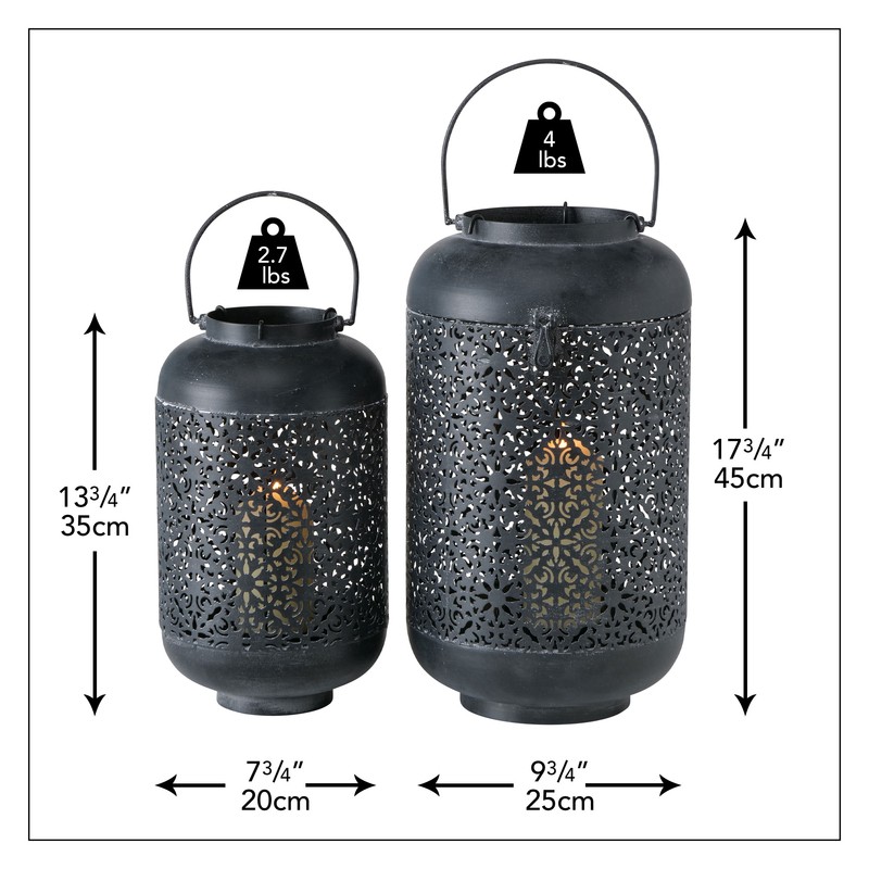 2 Piece Iron Floor Lantern Set