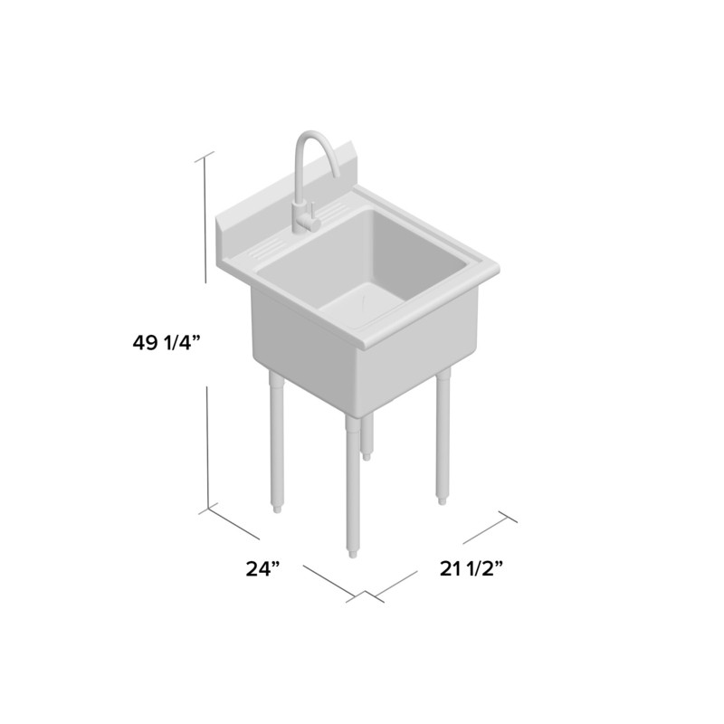 21.5" L x 24" W Free standing Laundry sink with Faucet