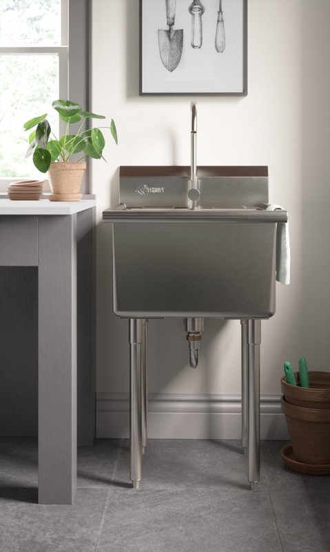 21.5" L x 24" W Free standing Laundry sink with Faucet