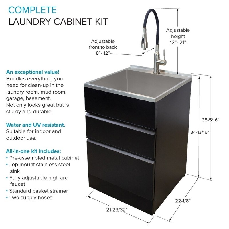 22'' L x 22'' W Free Standing Laundry Sink with Faucet
