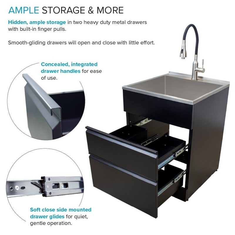 22'' L x 22'' W Free Standing Laundry Sink with Faucet