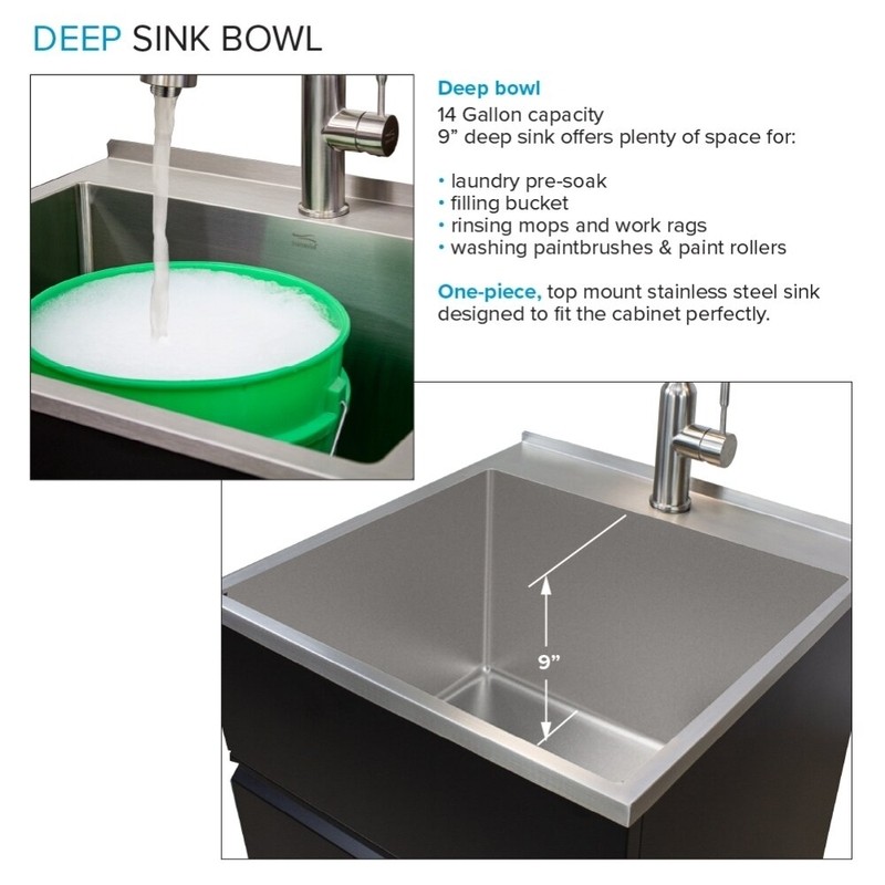 22'' L x 22'' W Free Standing Laundry Sink with Faucet