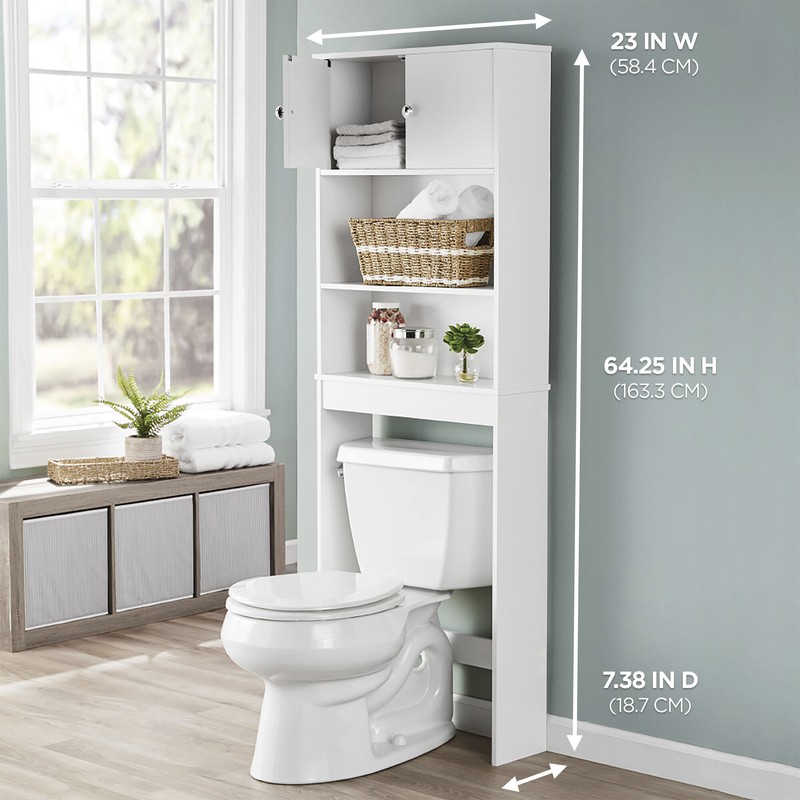 23'' W x 64.25'' H x 7.38'' D Over-The-Toilet Storage