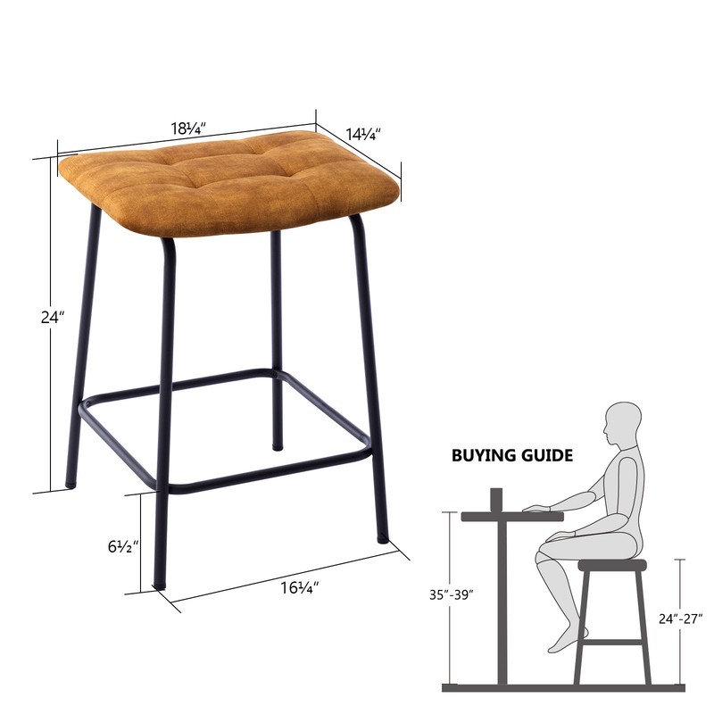 24" Velvet Counter Stool (set Of 2)